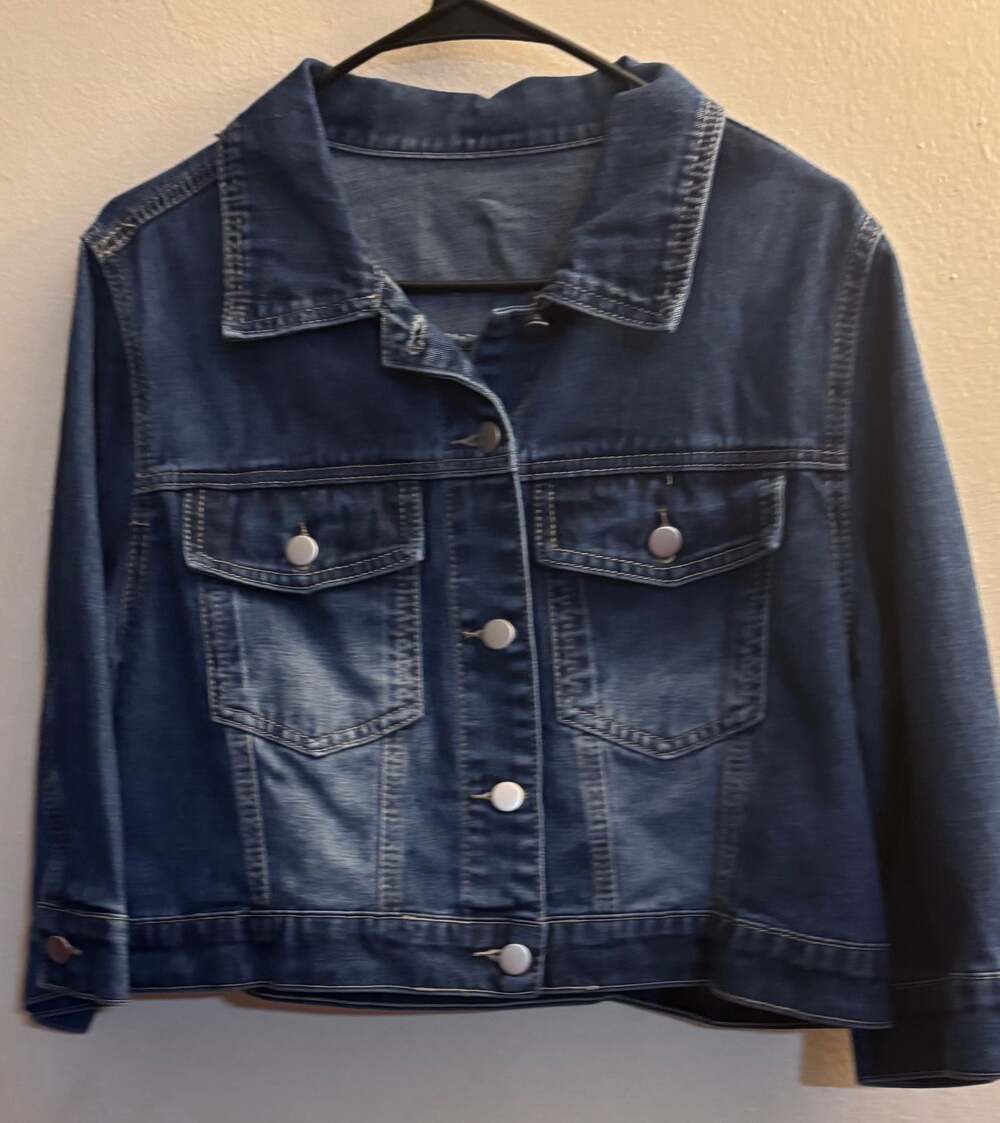 SHEIN Women's Button-Down Stretch Denim Jacket, Size 1XL